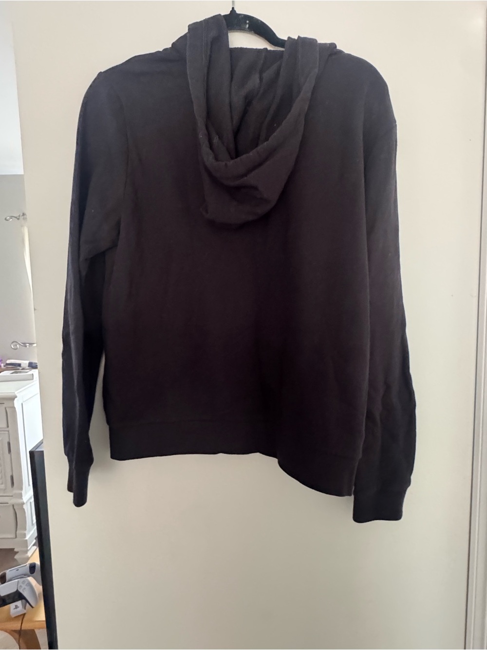 PINK Victoria's Secret Black Zip-Up Hoodie with White Logo sz L - Picture 2 of 3